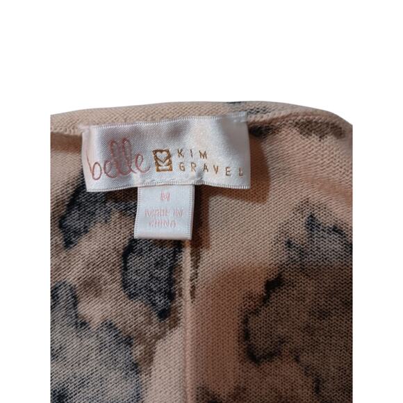 BELLE KIM GRAVEL Sweater Top M Animal Print Cheetah Leopard V-Neck Office Career - Picture 4 of 7
